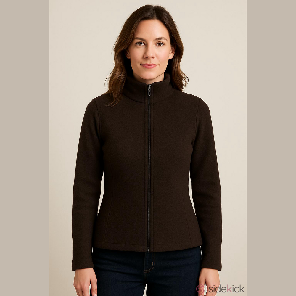 LIDA Baday dark soft brown 100% wool lined zip jacket Size 8